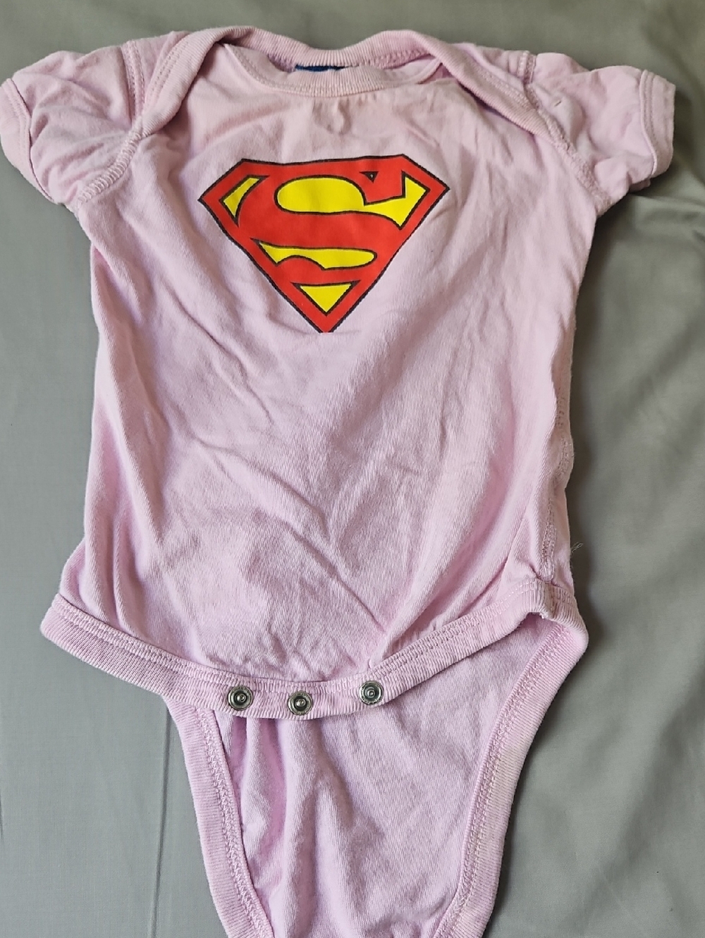 Pink Superman One-Piece Short-Sleeve BodySuit 6m